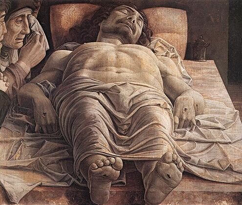 Андреа Мантенья. Мертвый Христос. 1475–1478. Холст, темпера. 68х81 см. Пинакотека Брера, Милан