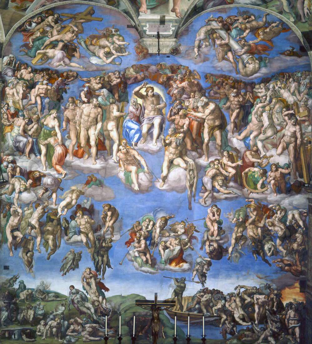 Мікеланджело Буонарроті, «Страшний суд», фреска, 1537–1541, Сікстинська капела, (Ватикан, Рим, Італія)